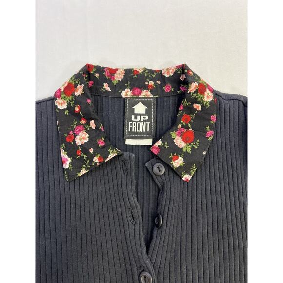 Vintage Pleated Skirt Button Down Top Set Black Micro floral Sz Small USA Made - Picture 10 of 13